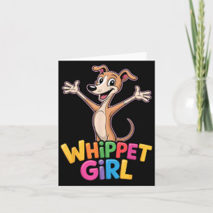 Cartão Garota do Whippet feminino desenho animado pequeno