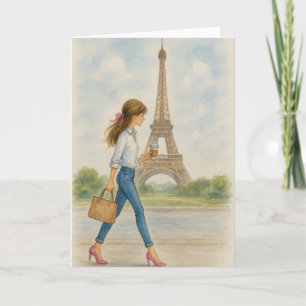 Cartão Garota em Paris