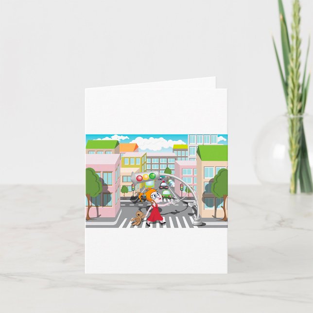 Cartão Garota Em Um Passagem De Pedestre (Criador carregado)