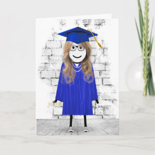 Cartão Garota Graduada com Cabelo e Diploma