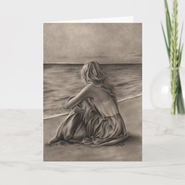 Cartão Garota na praia (Frente)