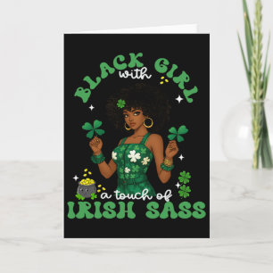 Cartão Garota Negra Com S Irlandês Dia de São Patrício Or