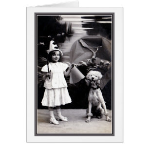 Cartão Garota picante e fofa, Pierrot, com foto de poodle