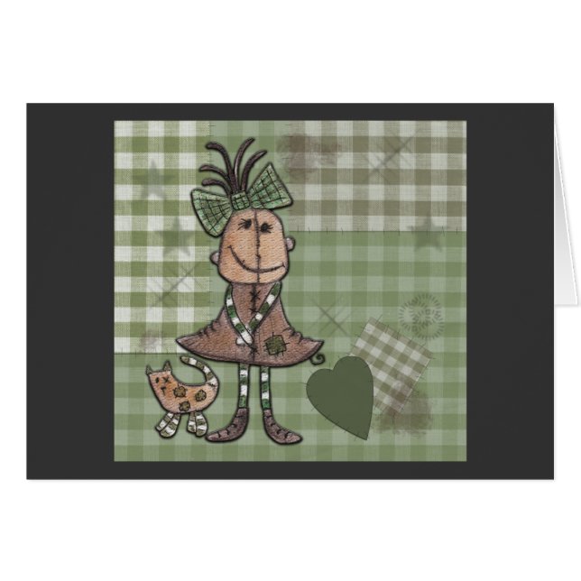 Cartão Garota Primitiva e Gatos (Frente Horizontal)