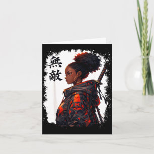 Cartão garota samurai negra anime guerreira afro africana