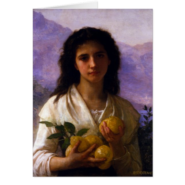 Cartão Garota Segurando Lemons William-Adolphe Bouguereau (Frente)