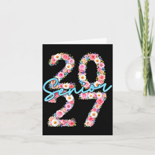 Cartão Garota sênior 2027 turma de 2027 floral flor