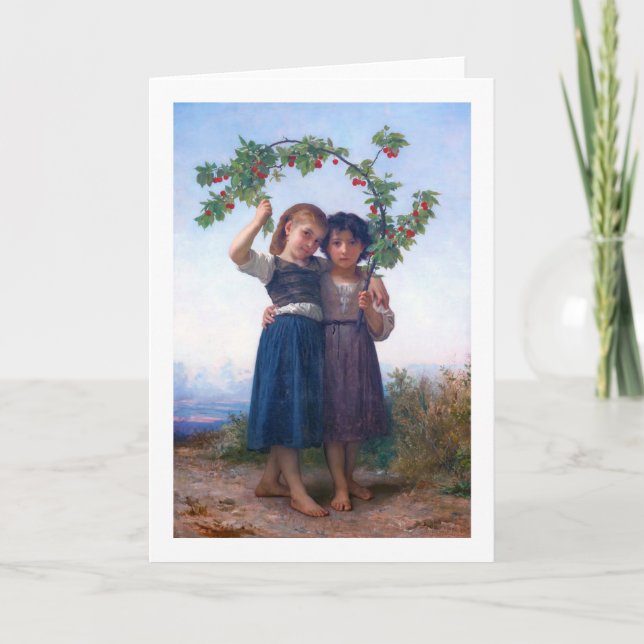 Cartão Garotas com o Ramal de Cereja, Bouguereau (Frente)