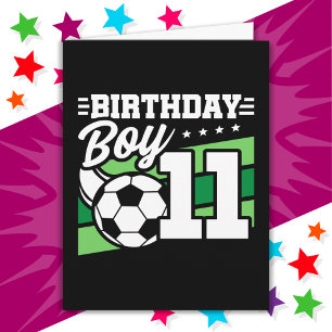 Cartão Garoto 11 de Aniversário De Futebol Crianças De Fu