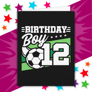 Cartão Garoto 12 de Aniversário De Futebol Crianças De 12