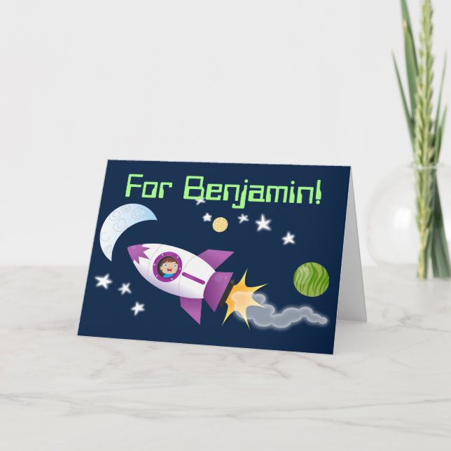 Cartão Garoto bonito na ilustração de desenho animado de  (Frente)