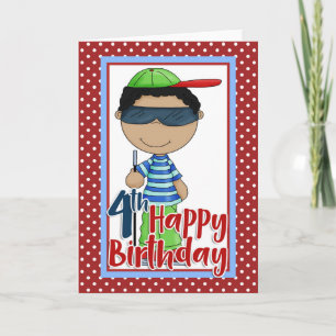 Cartão Garoto Cego - Feliz 4º Aniversário