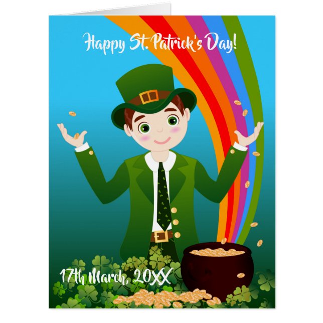 Cartão Garoto comemorando o aniversário na Rua. Dia de Pa (Frente)