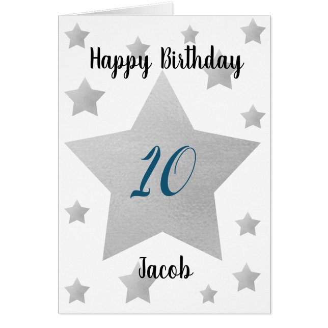 Cartão Garoto das Estrelas de Prata 10º Aniversário (Frente)