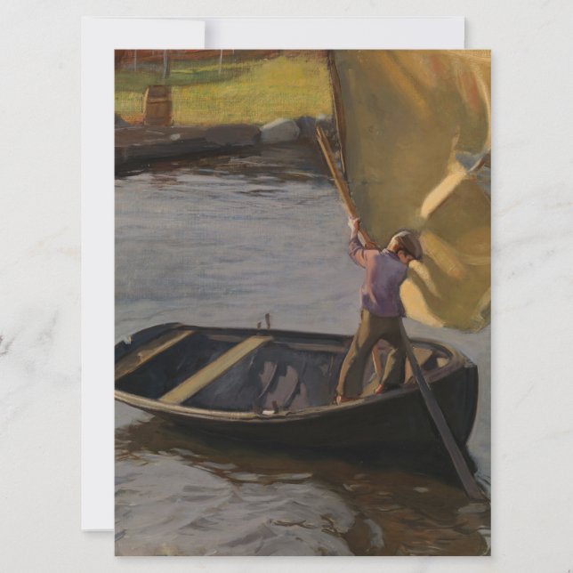 Cartão Garoto em veleiro no rio (Frente)