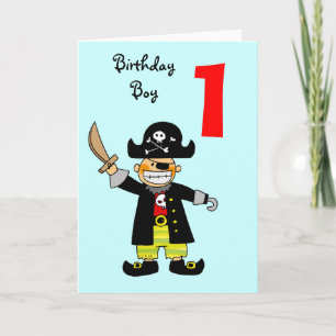 Cartão Garoto pirata de 1 ano