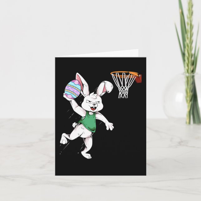 Cartão Garotos felzs pascoa Bunny Dunk Basball East (Frente)