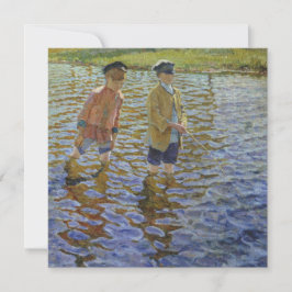 Cartão Garotos pescando no rio (Vintage Anglers)