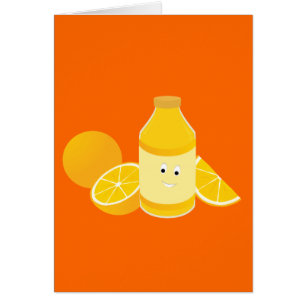 Cartão Garrafa de sorriso do sumo de laranja com laranjas