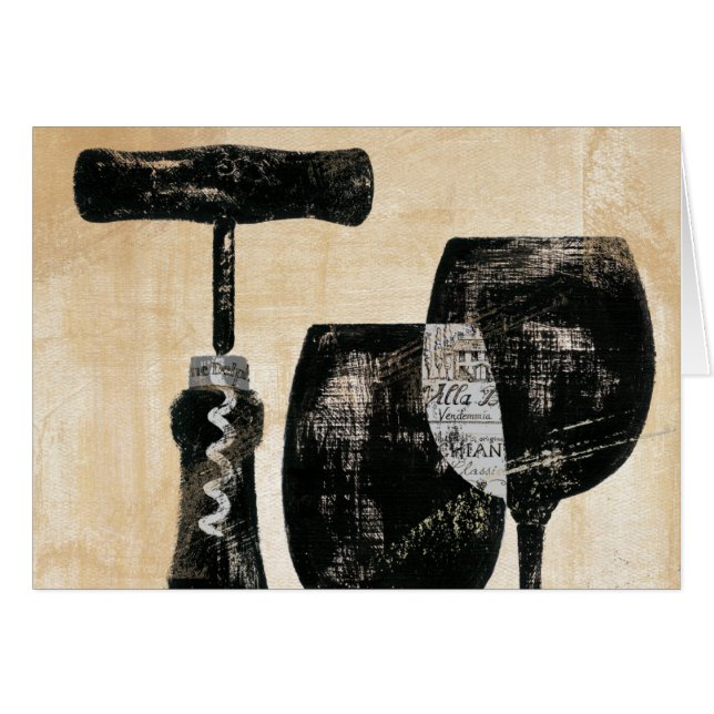 Cartão Garrafa de vinho com dois vidros (Frente Horizontal)