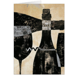 Cartão Garrafa de vinho e vidro