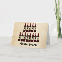 Cartão Garrafas de Vinho Feliz de Aniversário Personaliza