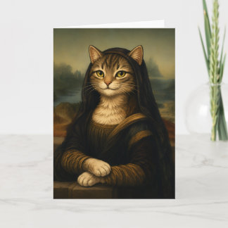 Cartão Gata Mona Lisa Paródia Arte Renascentista