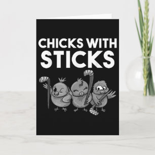Cartão Gatas Engraçadas Com Sticks Presente Para Garotas