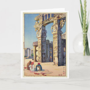 Cartão Gate to the Stupa of Sanchi, Hiroshi Yoshida