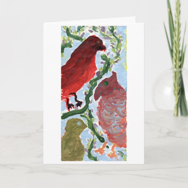 Cartão Gathering of cardinals (?) note card (greeting) (Frente)