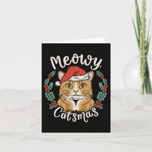 Cartão Gatinho Bonito Natal Papai Noel Feliz Catmas Homen