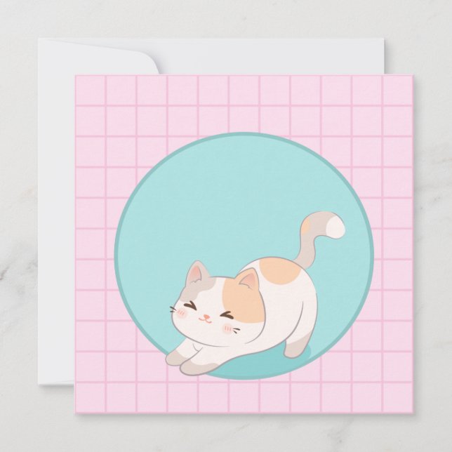 Cartão Gatinho bonito, poster gatinho feliz (Frente)