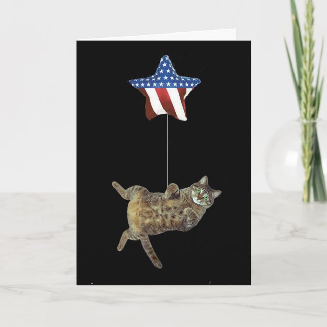 Cartão Gatinho comemora 4 de julho (Frente)