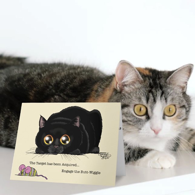 Cartão Gatinho Criativo de Tinta Preta e Creme Balança o  (Criador carregado)