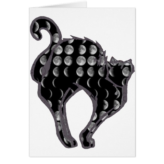 Cartão Gatinho da fase da lua (Frente)