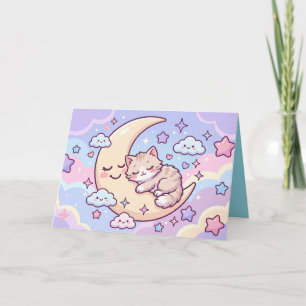 Cartão Gatinho da Lua Sonolento