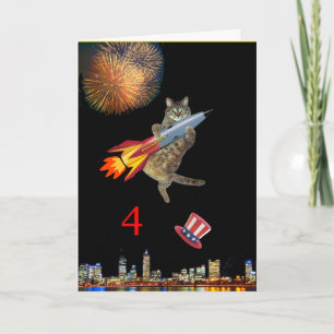 Cartão gatinho de 4 de julho