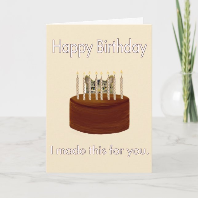 Cartão gatinho de aniversário de chocolate (Frente)