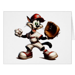 Cartão Gatinho De Beisebol Enrola Para Cima