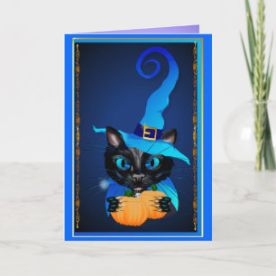 Cartão Gatinho de Bruxa Azul