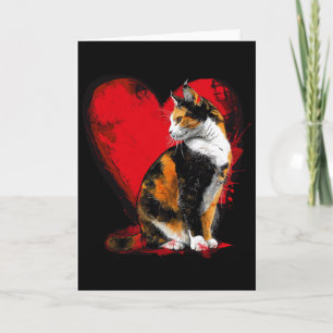 Cartão Gatinho de Gato Tricolor do Dia dos Namorados dos