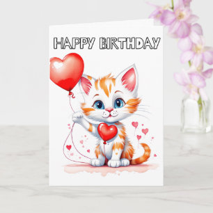 Cartão Gatinho Feliz Aniversário