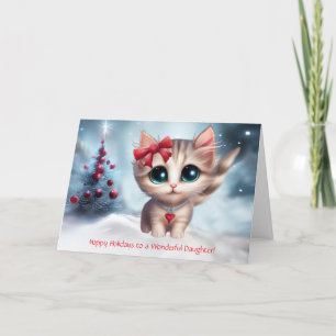 Cartão Gatinho Feriado de Natal Filha