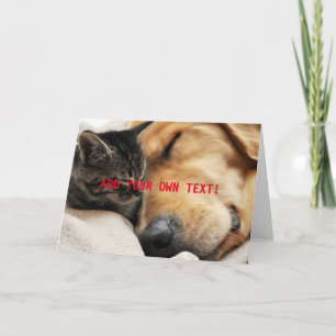 Cartão Gatinho Fofo e Cachorrinho ADICIONE SEU PRÓPRIO TE