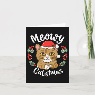 Cartão Gatinho Gato Bonito Natal Chapéu Santa Hat Catmas 