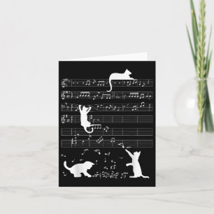 Cartão Gatinho Gato Bonito Reproduzindo Música Clef Piano