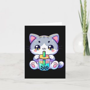 Cartão Gatinho Gato de Chá Gato de Kawaii Bonito Animação