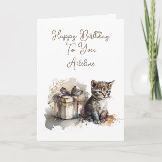Cartão Gatinho Gelado Personalizado e Presente de Anivers