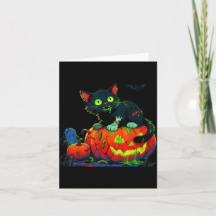 Cartão Gatinho Halloween Abóbora Gato Preto