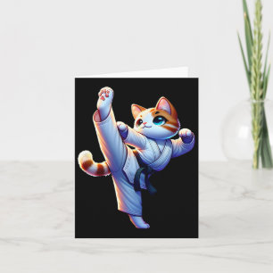 Cartão Gatinho Kawaii Karate Em Ação